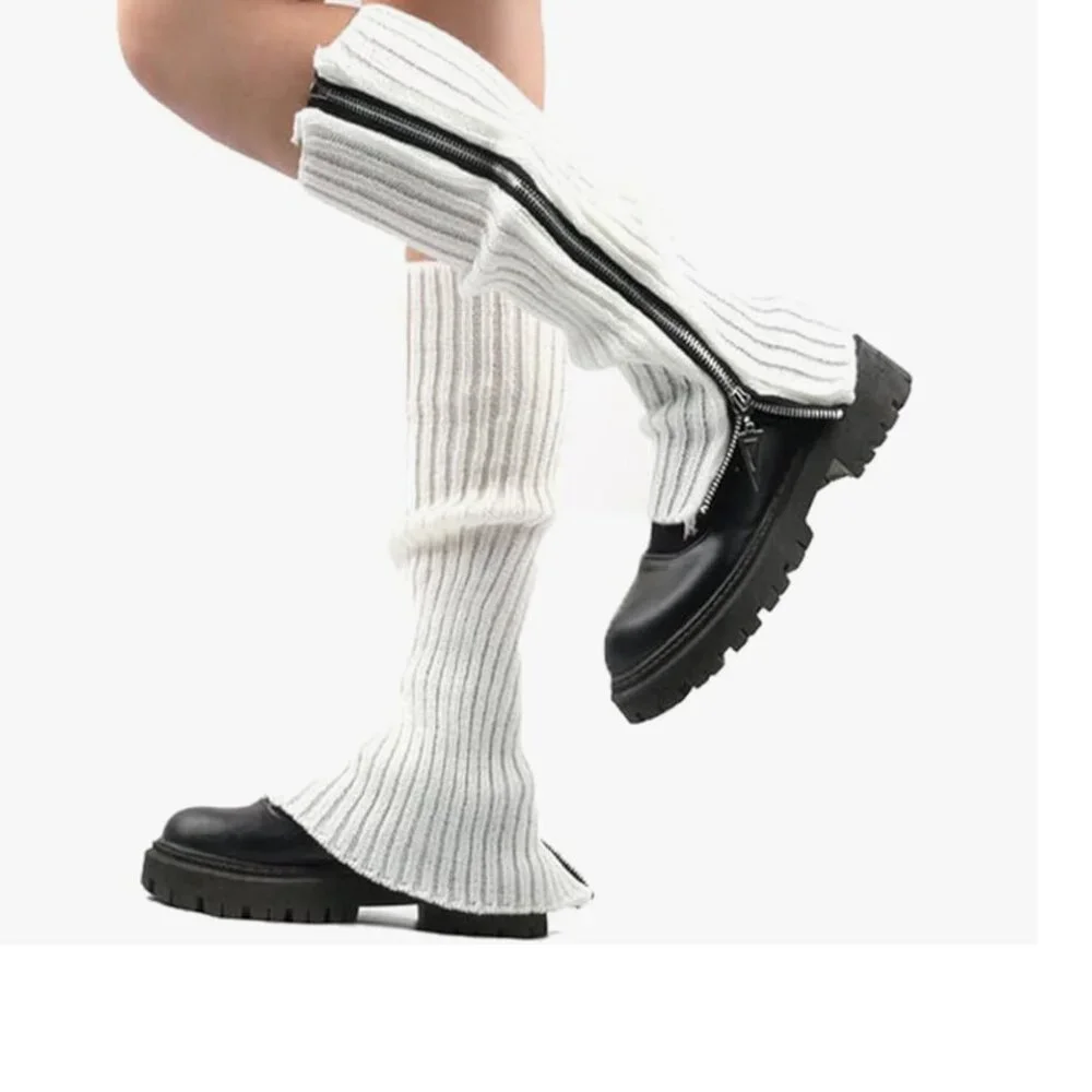 Knit Winter White High Socks